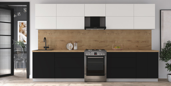 Изображение товара Кухонный гарнитур Интерлиния Мила Матте 3.4 Б (белый/черный/дуб бунратти)