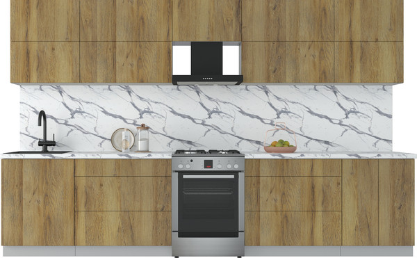 Изображение товара Кухонный гарнитур Интерлиния Мила Матте 3.4 Б (дуб вотан/дуб вотан/белый гранит)