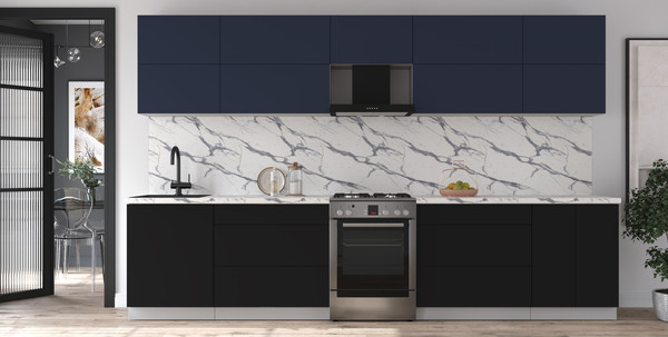 Изображение товара Кухонный гарнитур Интерлиния Мила Матте 3.4 Б (индиго/черный/белый гранит)