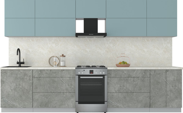 Изображение товара Кухонный гарнитур Интерлиния Мила Матте 3.4 Б (океан/керамика/опал светлый)