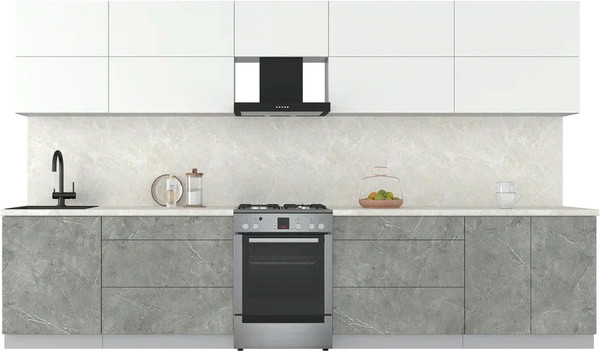 Изображение товара Кухонный гарнитур Интерлиния Мила Матте 3.6 Б (белый/керамика/опал светлый)