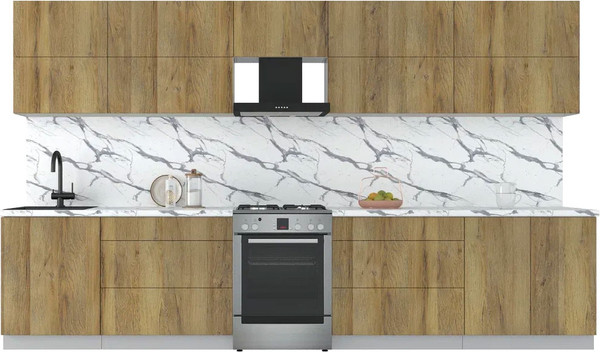 Изображение товара Кухонный гарнитур Интерлиния Мила Матте 3.6 Б (дуб вотан/дуб вотан/белый гранит)