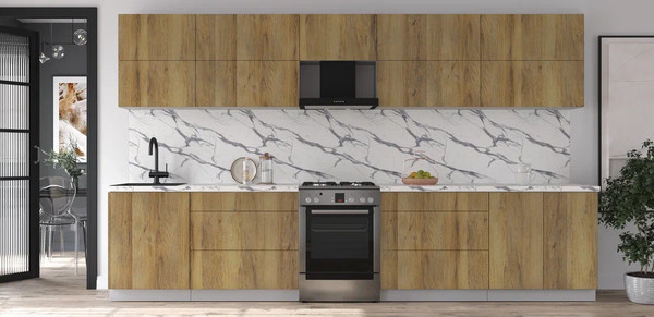 Изображение товара Кухонный гарнитур Интерлиния Мила Матте 3.6 Б (дуб вотан/дуб вотан/белый гранит)