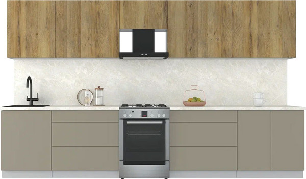 Изображение товара Кухонный гарнитур Интерлиния Мила Матте 3.6 Б (дуб вотан/луна/опал светлый)