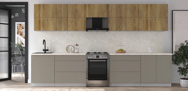 Изображение товара Кухонный гарнитур Интерлиния Мила Матте 3.6 Б (дуб вотан/луна/опал светлый)