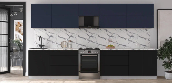 Изображение товара Кухонный гарнитур Интерлиния Мила Матте 3.6 Б (индиго/черный/белый гранит)