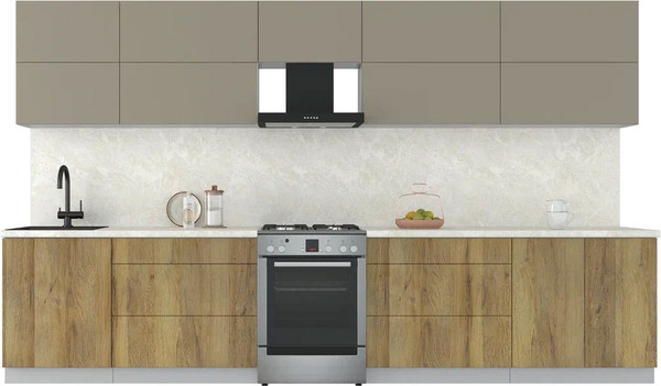 Изображение товара Кухонный гарнитур Интерлиния Мила Матте 3.6 Б (луна/дуб вотан/опал светлый)