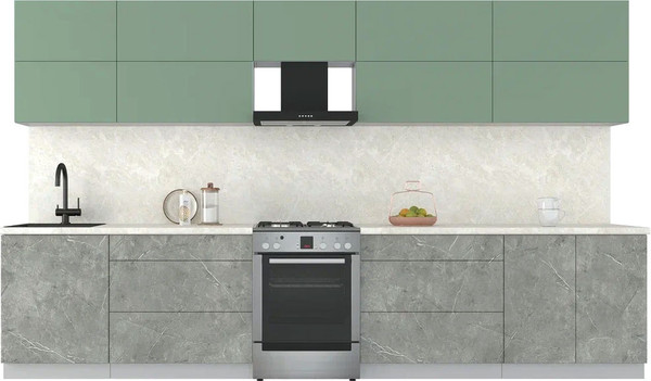 Изображение товара Кухонный гарнитур Интерлиния Мила Матте 3.6 Б (мята/керамика/опал светлый)
