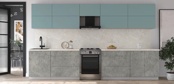 Изображение товара Кухонный гарнитур Интерлиния Мила Матте 3.6 Б (океан/керамика/опал светлый)