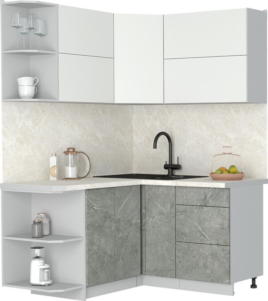 Изображение товара Кухонный гарнитур Интерлиния Мила Матте 1.5x1.4 А (белый/керамика/опал светлый)