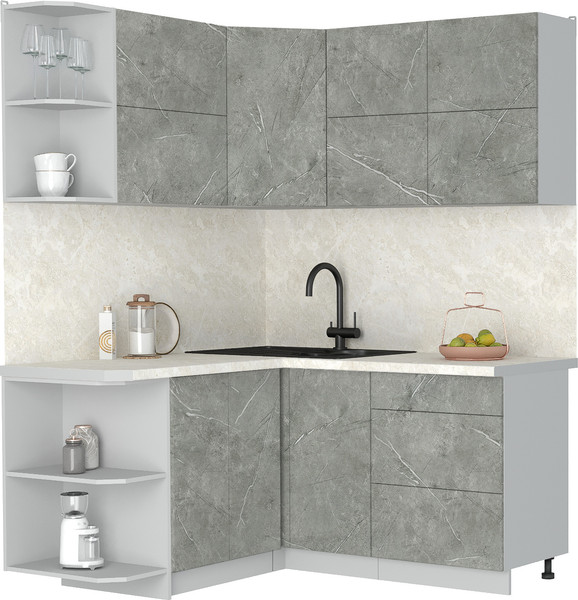 Изображение товара Кухонный гарнитур Интерлиния Мила Матте 1.5x1.6 А (керамика/керамика/опал светлый)