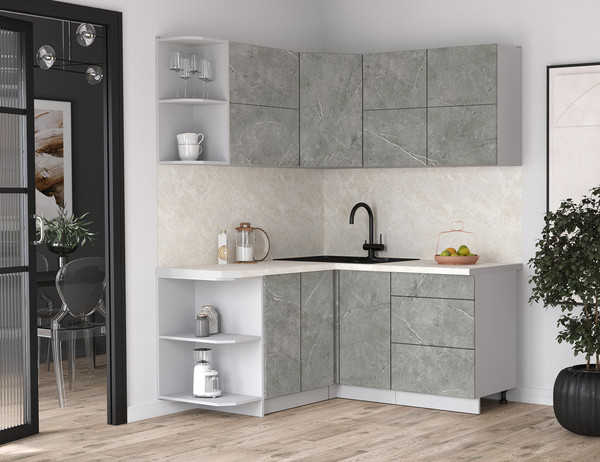 Изображение товара Кухонный гарнитур Интерлиния Мила Матте 1.5x1.6 А (керамика/керамика/опал светлый)