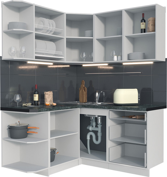 Изображение товара Кухонный гарнитур Интерлиния Мила Матте 1.5x1.6 А (керамика/керамика/опал светлый)