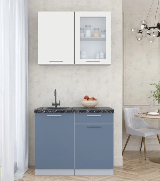 Изображение товара Кухонный гарнитур Интерлиния Мила Пластик 1.0 Б (зефирный/арктический/кастилло темный)