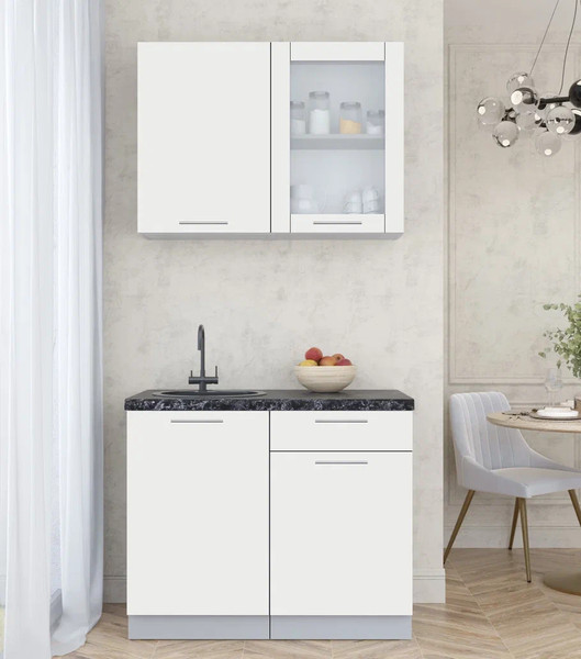 Изображение товара Кухонный гарнитур Интерлиния Мила Пластик 1.0 Б (зефирный/зефирный/кастилло темный)