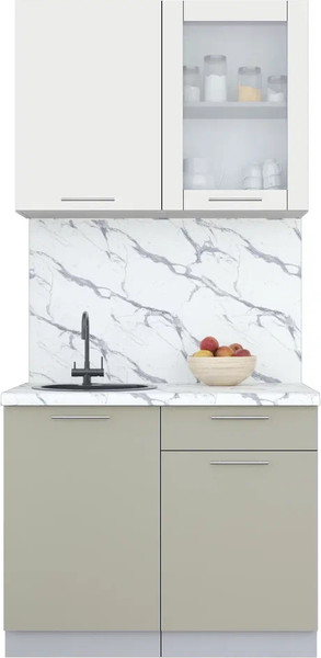 Изображение товара Кухонный гарнитур Интерлиния Мила Пластик 1.0 Б (зефирный/латте/белый гранит)