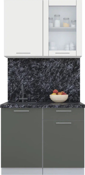 Изображение товара Кухонный гарнитур Интерлиния Мила Пластик 1.0 Б (зефирный/шторм/кастилло темный)