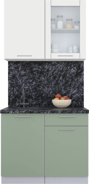 Изображение товара Кухонный гарнитур Интерлиния Мила Пластик 1.0 Б (зефирный/полынь/кастилло темный)