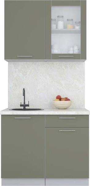 Изображение товара Кухонный гарнитур Интерлиния Мила Пластик 1.0 Б (кварцевый/кварцевый/опал светлый)