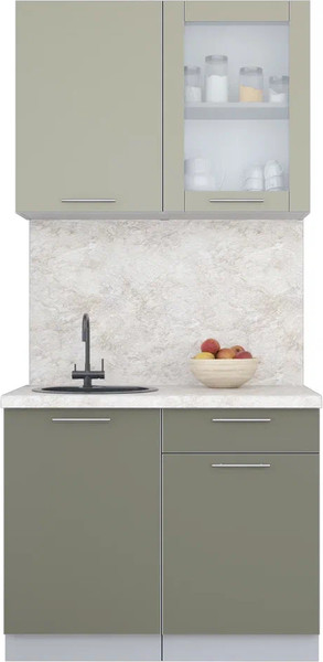 Изображение товара Кухонный гарнитур Интерлиния Мила Пластик 1.0 Б (латте/кварцевый/опал светлый)