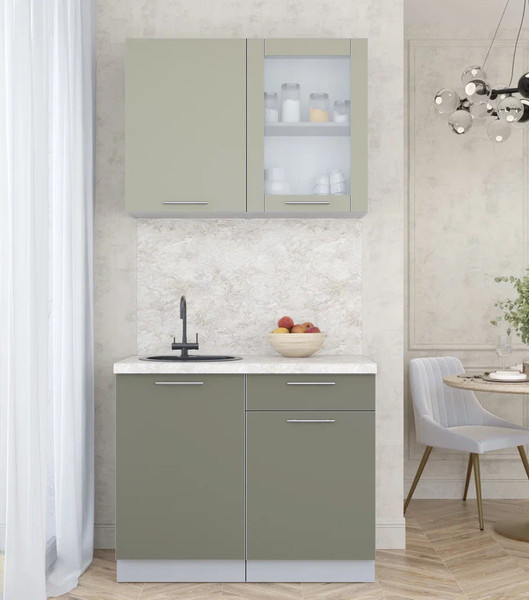 Изображение товара Кухонный гарнитур Интерлиния Мила Пластик 1.0 Б (латте/кварцевый/опал светлый)