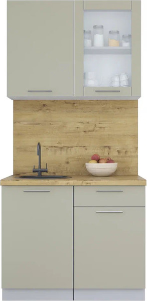 Изображение товара Кухонный гарнитур Интерлиния Мила Пластик 1.0 Б (латте/латте/дуб бунратти)