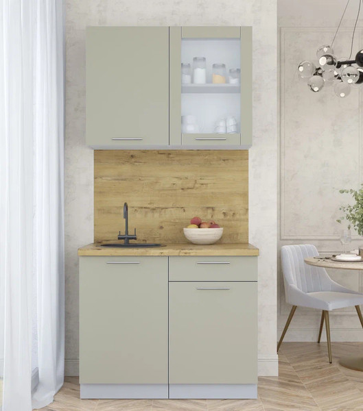 Изображение товара Кухонный гарнитур Интерлиния Мила Пластик 1.0 Б (латте/латте/дуб бунратти)