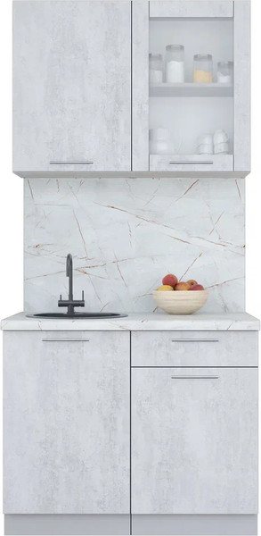 Изображение товара Кухонный гарнитур Интерлиния Мила Пластик 1.0 Б (оксид светлый/оксид светлый/серый каспий)