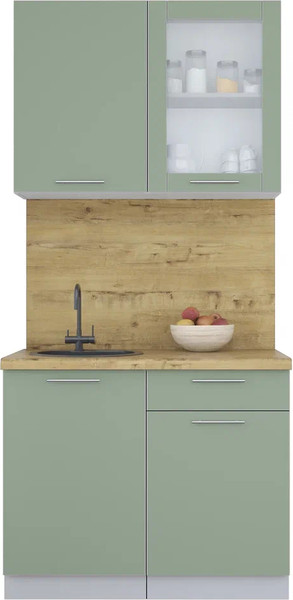 Изображение товара Кухонный гарнитур Интерлиния Мила Пластик 1.0 Б (полынь/полынь/дуб бунратти)