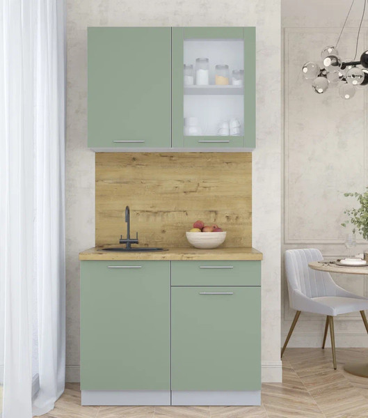 Изображение товара Кухонный гарнитур Интерлиния Мила Пластик 1.0 Б (полынь/полынь/дуб бунратти)