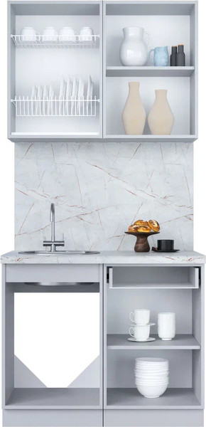 Изображение товара Кухонный гарнитур Интерлиния Мила Пластик 1.0 Б (шторм/шторм/белый гранит)