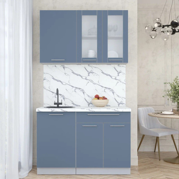 Изображение товара Кухонный гарнитур Интерлиния Мила Пластик 1.2 Б (арктический/арктический/белый гранит)