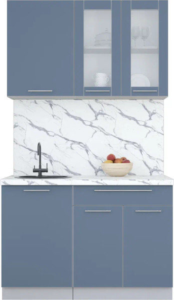 Изображение товара Кухонный гарнитур Интерлиния Мила Пластик 1.2 Б (арктический/арктический/белый гранит)