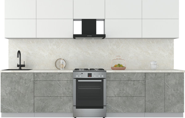 Изображение товара Кухонный гарнитур Интерлиния Мила Матте 3.3 Б (белый/керамика/опал светлый)