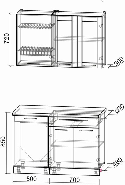 Изображение товара Кухонный гарнитур Интерлиния Мила Пластик 1.2 Б (латте/латте/дуб бунратти)