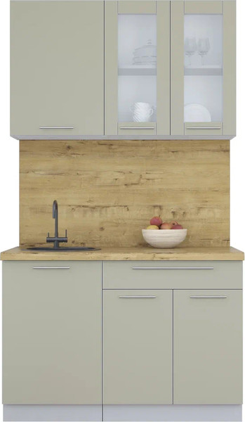 Изображение товара Кухонный гарнитур Интерлиния Мила Пластик 1.2 Б (латте/латте/дуб бунратти)