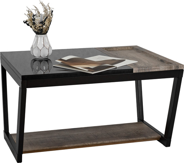 Изображение товара Журнальный столик Мебелик BeautyStyle 31 (дуб крымский состаренный/венге/стекло черное)