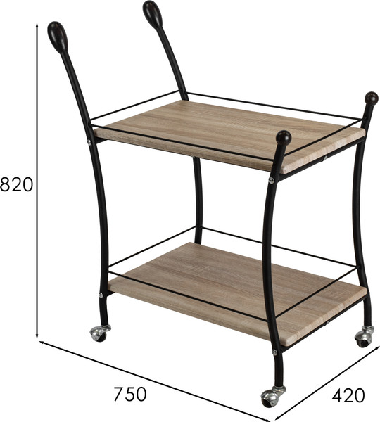 Изображение товара Сервировочный столик Мебелик Марко (дуб сонома/эбеновое дерево/черный)