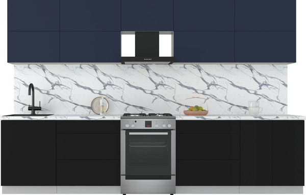 Изображение товара Кухонный гарнитур Интерлиния Мила Матте 3.3 Б (индиго/черный/белый гранит)