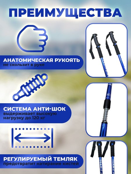 Изображение товара Палки для скандинавской ходьбы Classmark Z23060803 / 1935794 (синий)
