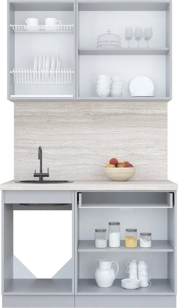 Изображение товара Кухонный гарнитур Интерлиния Мила Пластик 1.2 Б (оксид темный/шторм/травертин серый)