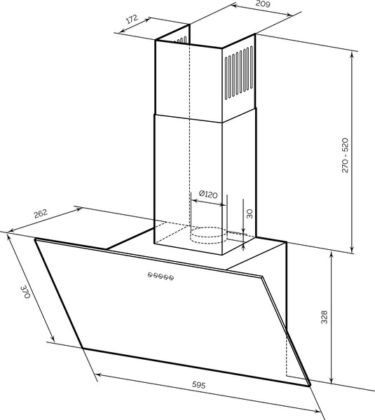 Изображение товара Вытяжка наклонная Lex Moza 600 (белый)