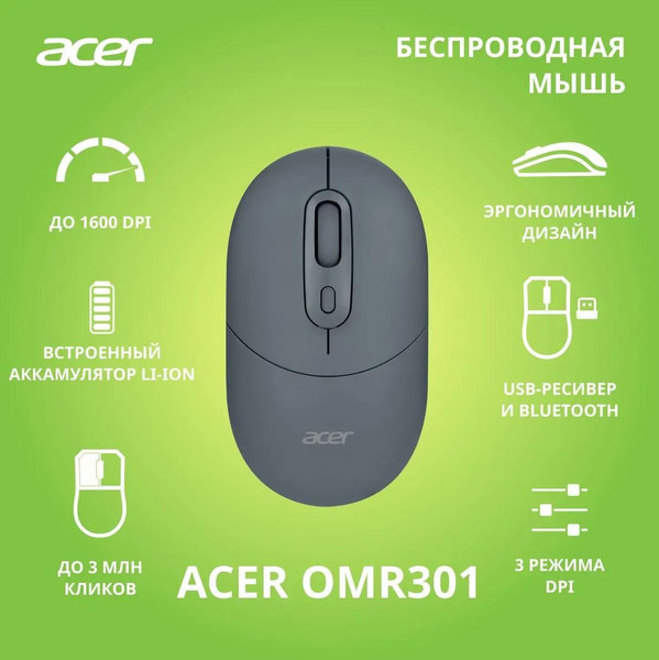 Изображение товара Мышь Acer OMR301 / ZL.MCECC.01T (черный)