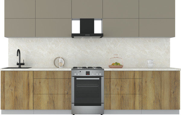 Изображение товара Кухонный гарнитур Интерлиния Мила Матте 3.3 Б (луна/дуб вотан/опал светлый)