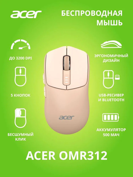 Изображение товара Мышь Acer OMR312 / ZL.MCECC.036 (розовый)