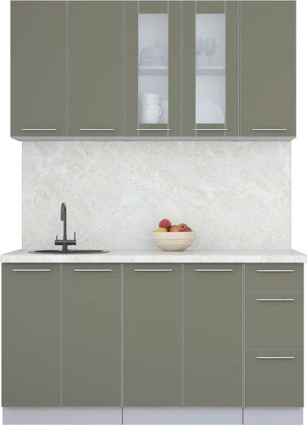 Изображение товара Кухонный гарнитур Интерлиния Мила Пластик 1.5 Б (кварцевый/кварцевый/опал светлый)