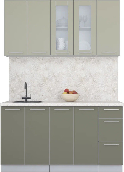 Изображение товара Кухонный гарнитур Интерлиния Мила Пластик 1.5 Б (латте/кварцевый/опал светлый)