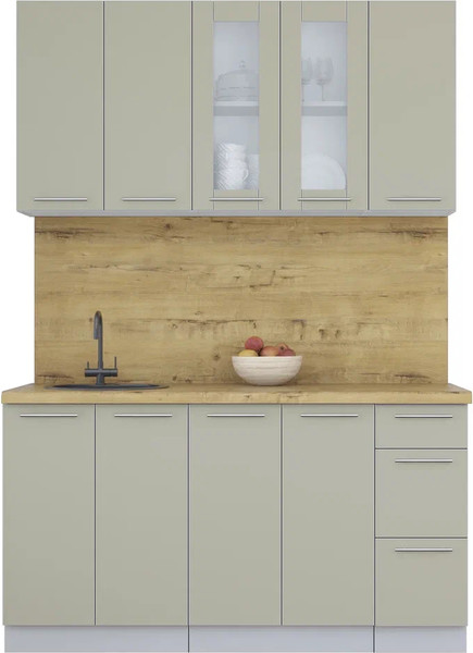 Изображение товара Кухонный гарнитур Интерлиния Мила Пластик 1.5 Б (латте/латте/дуб бунратти)