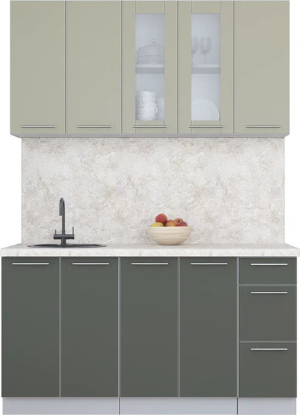 Изображение товара Кухонный гарнитур Интерлиния Мила Пластик 1.5 Б (латте/шторм/опал светлый)