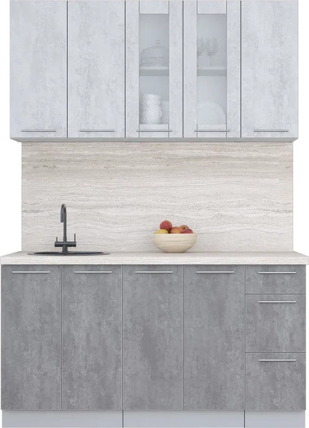 Изображение товара Кухонный гарнитур Интерлиния Мила Пластик 1.5 Б (оксид светлый/оксид темный/травертин серый)